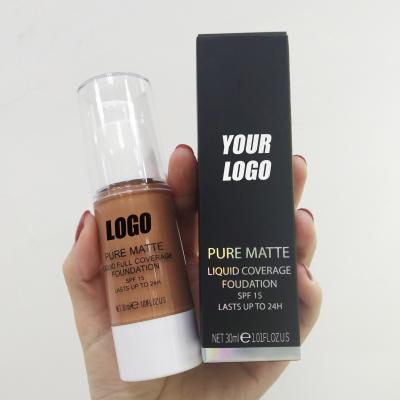 China OIL-CONTROL Round Square Base Bottle Black Cosmetisc Base Packaging Matte Liquid Foundation Private Label For Women And Man for sale