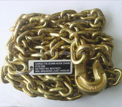 China Hoisting Yellow Zink Galvanized G43 Trailer Hook Chain for sale