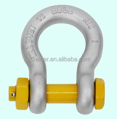 China Marine Hardware Fittings 1-2 Inch US Standard G2130 Bow Shackle With Nut for sale