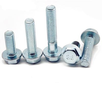 China Construction GR 8.8 M5-M16mm White Zinc And Hex Head Blue Zink Plated Flange Bolt for sale