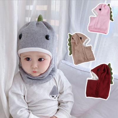 China Autumn and winter striped scarf with one-piece hat baby plus velvet thick warm baby knitted hat Christmas hat babies products for sale