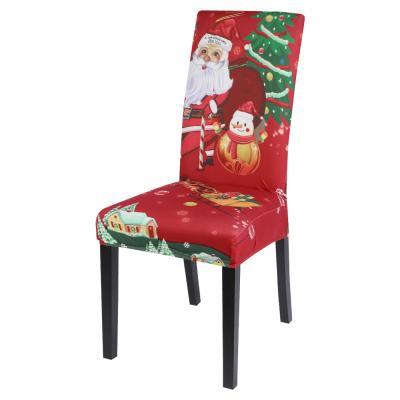 China Durable Elastic Christmas Seat Chair Covers Christmas Chair Cover Stretch Covers For Christmas Banquet Party for sale