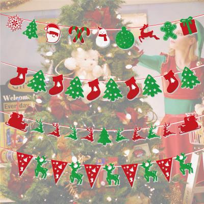 China 2021 New Felt Pull Flower Banner Nonwoven Christmas Felt Cloth Christmas Pull Flag Christmas Decoration Pull Flag Ornaments Party Supplies for sale