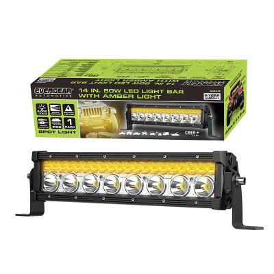 China Pickup 80w White Amber Lights Bar Dual Color Flood Fog Road Universal Driving Led Work Light for sale