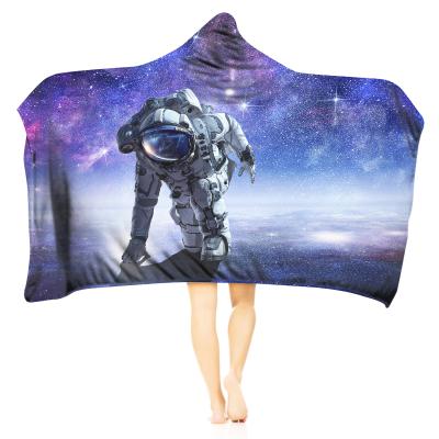 China Hot-selling OEM winter flannel hoodie polyester Anti-pull hoodie blanket wholesale soft fleece planet coral blanket for sale