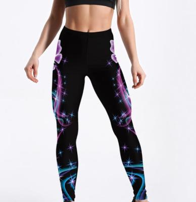 China Hot Selling Fashionable Breathable Tight Amazon Hip Leggings Colorful Butterfly Printed Leggings Stretch Sports Pants for sale