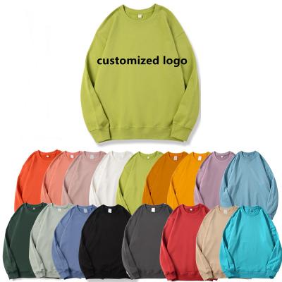 China Breathable Logo Single Color Trend Cotton O-neck Pullover Custom Loose Sweatshirt Hoodie for sale