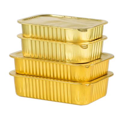 China Aluminum Foil Gold Disposable Container Box Fast Food Aluminum Foil Oven Heating Canister Baking Carton for sale