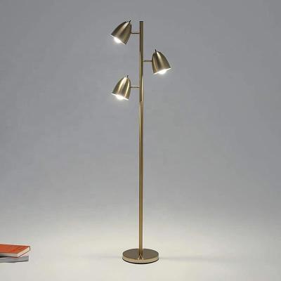 China Modern Chinese High Quality Three Shade E27 Metal Floor Stand Reading Lamp For Living Room for sale