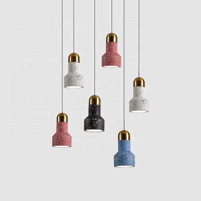 China Small Designer Terrazzo Chandelier Bedside Pendant Lamp Restaurant Nordic Modern Simple Bar Cafe Lamp for sale