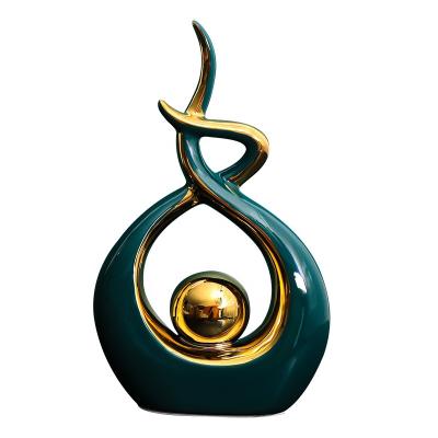 China Art Decor Luxury Ceramic Decoration Abstract Sculpture Figurines For Indoor Living Room European Abstract Sculpture for sale