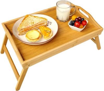 China 2022 Foldable Bamboo Freshness Preservation Breakfast Serving Tray Table Laptop Bed Tray for sale