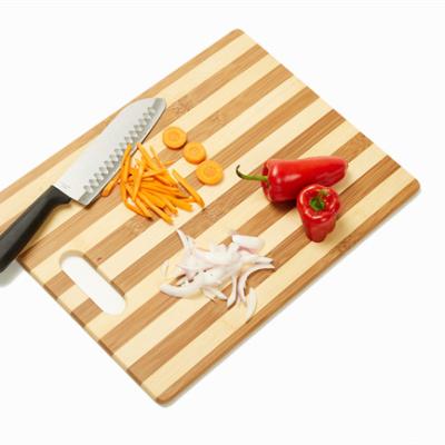 China Kitchenware Disposable Viable Butcher Block Chopper Two Tone Rectangular Organic Bamboo Cutting Board for sale