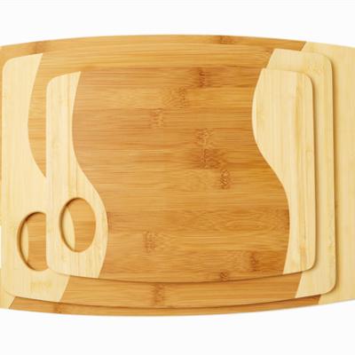 China Disposable Bamboo Butcher Block Two Tone Rectangular Cutting Board Disposable Kitchen Tableware for sale