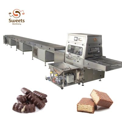 China Snack Factory Chocolate Enrober Coating Machine With Conveyor Cooling Tunnel for sale