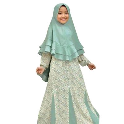 China Polyester Dubai Muslim Dress/Hot Sale 2022 Arabic Cotton Hijab Prayer Long Dress Girls Kids Two Piece Floral Dress for sale