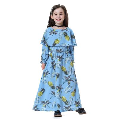 China Polyester/Cotton New Girls Floral Dresses Kids Long Sleeves Muslim Wedding Party Costume Eid Muslim Kids Prayer Dresses for sale