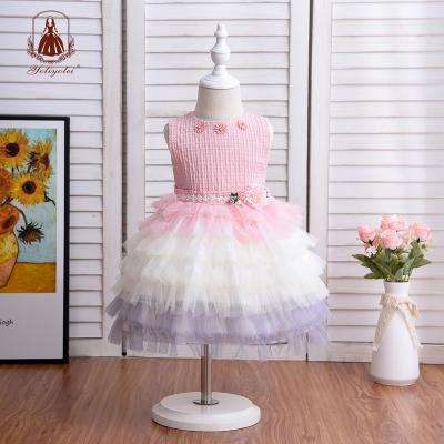 China Wholesale Breathable Holy Girl Clothing Set Sweet Layered Cake Vestidos De Nia Fluffy Applique Newborn Baby Girls Dress For Birthday for sale