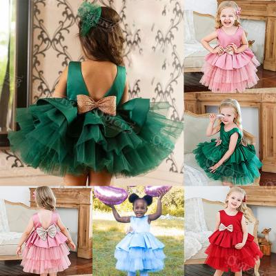 China Breathable Princess Blue Children Tutu Ball Gown Dress Toddler Evening Birthday Party Dress With Bowknot Front For Girl 0-2 Years for sale