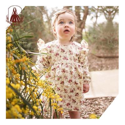 China Boutique Vacation Breathable Casual Short Sleeve Flower White Smock Dress For Kid 1-5 Years Old for sale