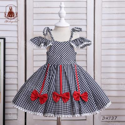 China Breathable Luxury Princess Evening Children Birthday Party Black Plaid Spaghetti Tutu Dress For Newborn Girl 0-3 Years for sale