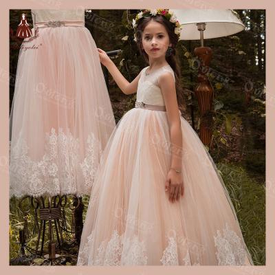 China Wholesale Summer Breathable All Over Lace Vestidos De Nia Long Floor Length Girl Maxi Dress Tulle Princess Kids Ball Gown For Wedding for sale