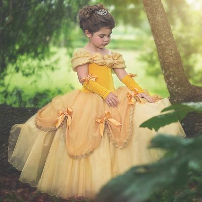 China Breathable Beauty and the Beast Belle Princess Dress Frock Cosplay Halloween Costume Kids Girls Fairy Dress Up for sale