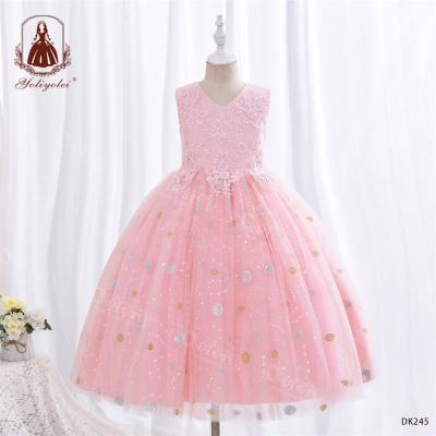 China Wholesale Detachable Bridesmaid Babi Party Ball Dress Anti-wrinkle Bow Lace Dress Sequin Embroidery Bridesmaid for sale