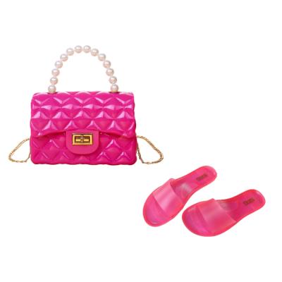 China Fashoion New Designs Designer Luxury Bolsos Mom and Daughter Sandals and Bag Matching Sets for sale