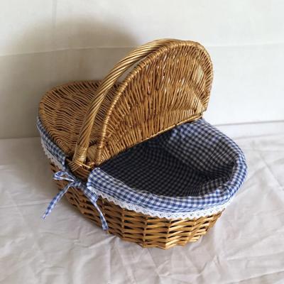 China New-fashion wholesale colorful wicker country rattan picnic basket with lid custom made beach wine picnic basket for sale