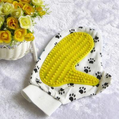 China Viable Double Sides Use Dog Cat Animal Puppy Poodle Bathing Glove with TPR and Cotton Hair Massager Remover for sale