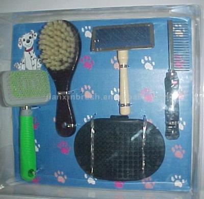 China Viable Mix Dog Cat Animal Puppy Poodle Hair Grooming Packing Cleaning Throwing Brush Comb Set for sale