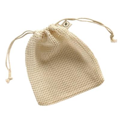 China Recyclable Reusable Mesh & Muslin Cotton Produce Drawstring Fruit Vegetable Bag Cosmetic Packaging Cotton Mesh Pouch for sale