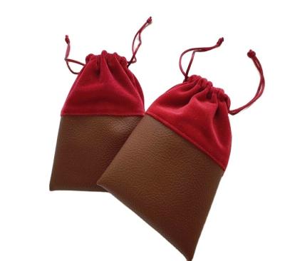 China Recyclable Leather and Velvet Gift Bags Earring Necklace Bracelet Jewellery Small Drawstring Thick Soft High Quality Pouches for sale