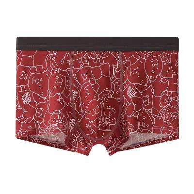 China Custom Wholesale Mens Antibacterial Briefs Men's Boxer Shorts Sexy Boxers Printed Pocket Luxury Men's Briefs Red Underwear for sale