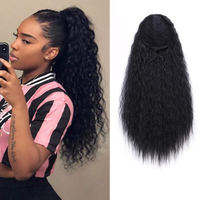 China Best Selling Corn Curly Favorite Long Bunch Synthetic Hair Ponytail Hair Extension for sale