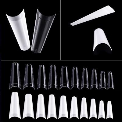 China Perfect Size Fits 36 Styles Best Selling Curve Extra Long 500pcs/bag Press On Coffin Gel Finger Toe Clear Full Cover Nail Tips XXXL for sale