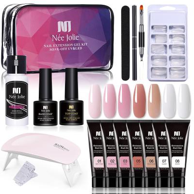 China Professional Nail Art Beauty 7 colors/kit private label 2022 new products nail extensions led poly lamp gel nail kit for sale