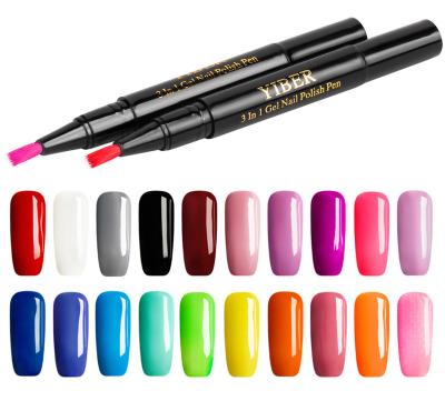 China 50% Discount 20 Colors Amazon Best Seller Fast Drying Quick Dry Soak Off One Step 3 In 1 Gel Nail Polish Pen for sale