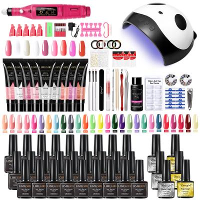 China Nail Salon DIY Nail Art Colorful Nail Art Gel 282 Colors Nail Extension Gel Set Box Lamp UV Gel for sale