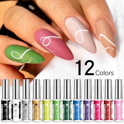 China Nail Art Beauty Nails Supplies Salon 12 Colors Nail Drawing Pen Beauty Nail Painting for sale