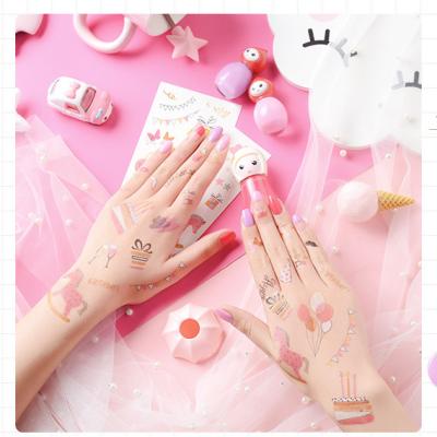 China Hot Selling Temporary Kids Nail Tattoo Sticker Butterfly Glitter Kids Nail Polish Set Washable Tattoos for sale