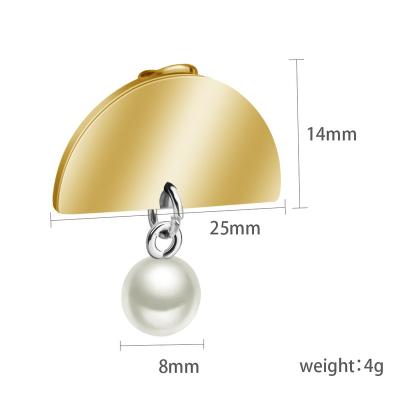 China 2021 Retro Fashion Stainless Steel Pearl Women Semicircular Circle Earring for sale