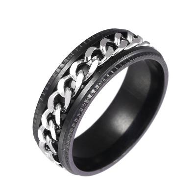 China Fashion factory top quality stainless steel wholesale custom rotary decompression made men's ring silver for sale