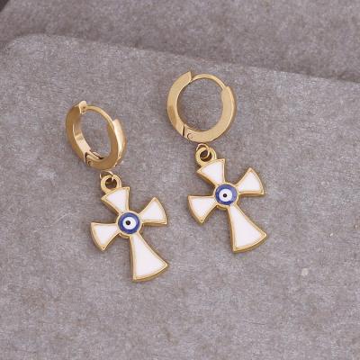 China Hot Sale Neo-Gothic Multi Style Titanium Steel Cross Qufan Dangling Punk Earrings For Women for sale