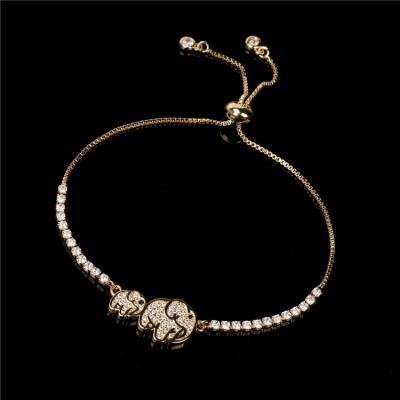 China Cute Qufan Micro-inlaid Zircon Elephant Gold Chain Temperament Pendant Copper-plated Bracelet For Women for sale