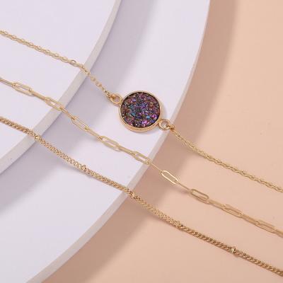 China Qufan Environment Friendly Simple All-match Crystal Lattice Chain Purple Multilayer Combination Bracelet for sale