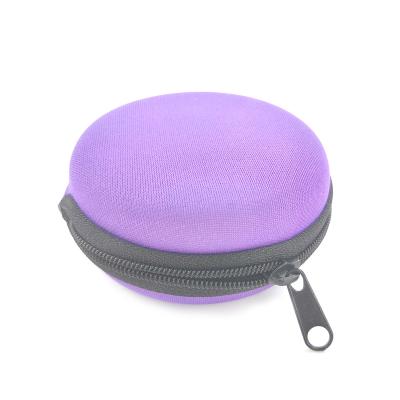 China Waterproof Shockproof Dustproof Custom Mini Storage Carrying Earbud Pouch Round Earphone Headset Headphone Case Bag with Carabiners for sale