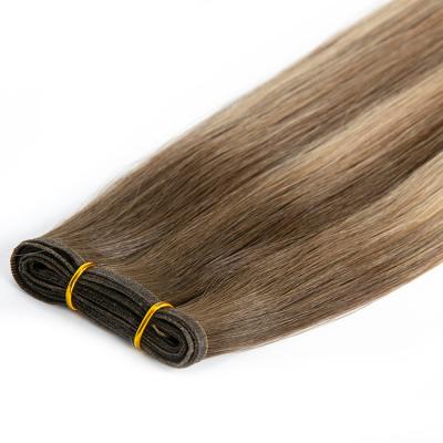 China High Quality Straight Curly Double Curly Straight Drawn Flat Weft Factory Curly Human Hair Flat Weft Extensions for sale