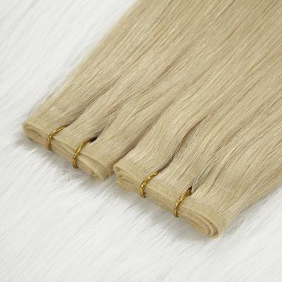 China Straight Natural Remy Human Flat Weft Hair Extensions Double Drawn Flat Weft Thick End for sale